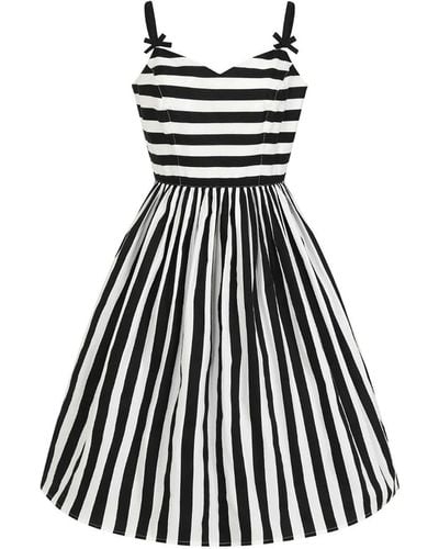 Hell Bunny A-Linien-Kleid Juno 50's Dress Gestreift Retro Vintage Trägerkleid - Schwarz