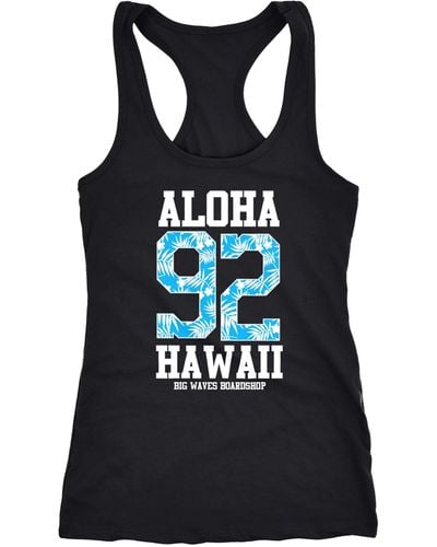 Neverless Tanktop Tank Top Aloha Hawaii Summer Palm Leafs Sommer Tropical Shirt ® - Schwarz