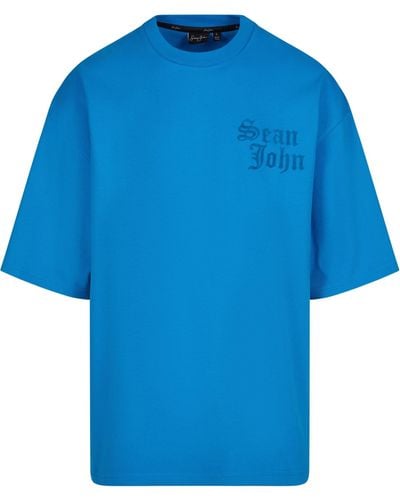 Sean John T-Shirt JM232-001-03 SJ Old English Logo Yacht Club Tee (1-tlg) - Blau
