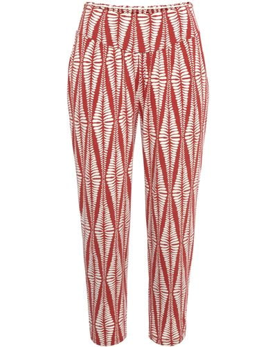 Lascana 7/8-Hose breitem Bündchen, leichte Sommerhose mit Taschen, Strandhose - Rot