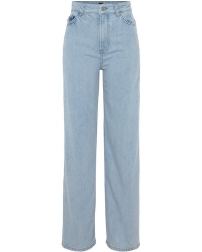 BOSS Weite Marlene Rise Hochbund High Waist Premium Denim Jeans im 5-Pocket-Style - Blau