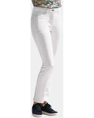 Goldner Bequeme Jeans Formende Jeanshose mit figurfreundlichen Nähten - Weiß