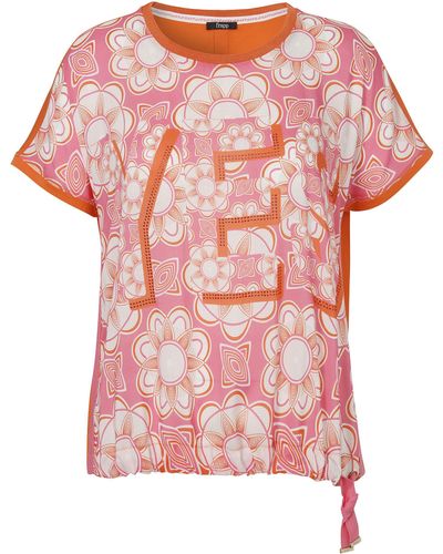 FRAPP Klassische Bluse mit floralem Front-Print - Pink