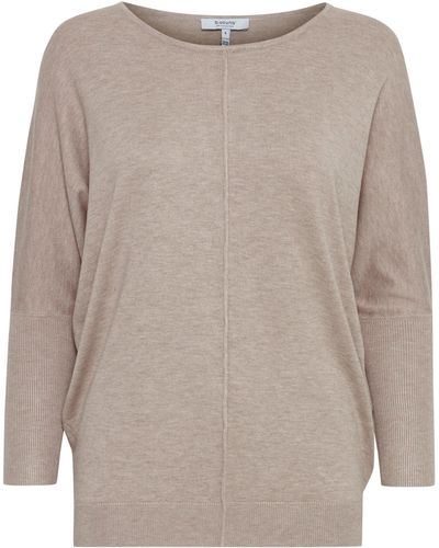 B.Young Strickpullover Feinstrick Pullover Langarm Stretch Shirt BYPIMBA 5155 in Beige - Braun