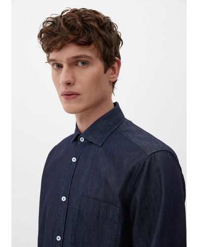 S.oliver Langarmhemd Regular: Hemd im Denim-Look - Blau
