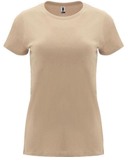 Roly Rundhalsshirt Capri T-Shirt, Tailliert und eng anliegend geschnitten - Natur