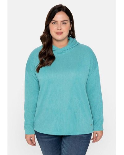 Sheego Langarmshirt Große Größen aus strukturierter Shirtware - Blau