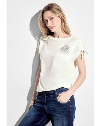 Cecil T-Shirt mit U-Boot-Ausschnitt - Weiß