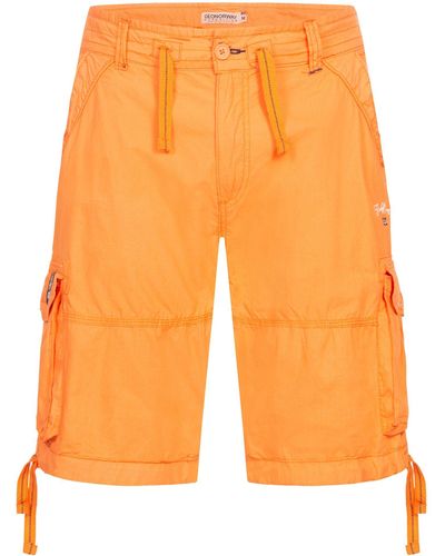 GEOGRAPHICAL NORWAY Cargo Shorts kurze Hose knielang Short Bermuda Sommer Urlaub Freizeit - Orange
