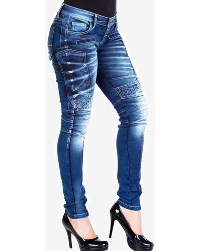 Cipo & Baxx Bequeme Jeans im Biker-Stil in Slim Fit - Blau