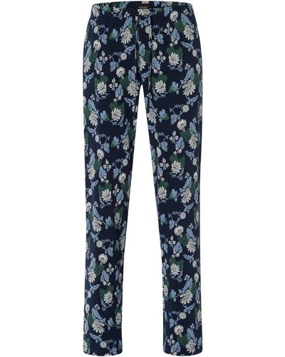 Hanro Pyjamahose Night & Day lang schlaf-hose pyjama schlafmode - Blau