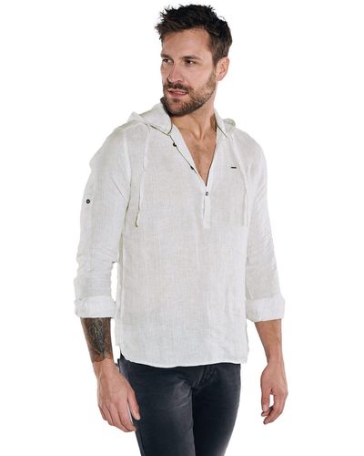 emilio adani Langarmhemd Langarm-Hemd aus Leinen - Weiß