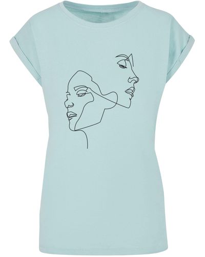 Mister Tee T-Shirt Ladies One Line Extended Shoulder Tee (1-tlg) - Blau