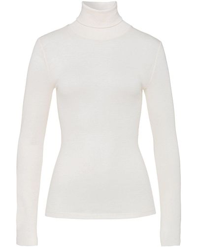 Hanro Longsleeve Woolen Silk mit Rollkragen (1-tlg) - Weiß