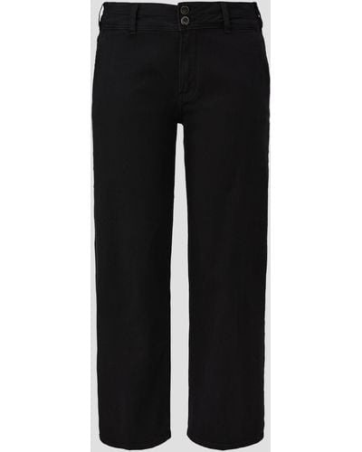 S.oliver Stoffhose Jeans / Wide Leg / Mid Rise Label-Patch - Schwarz