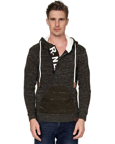 Rusty Neal Kapuzensweatshirt mit stylischem Ausschnitt - Schwarz