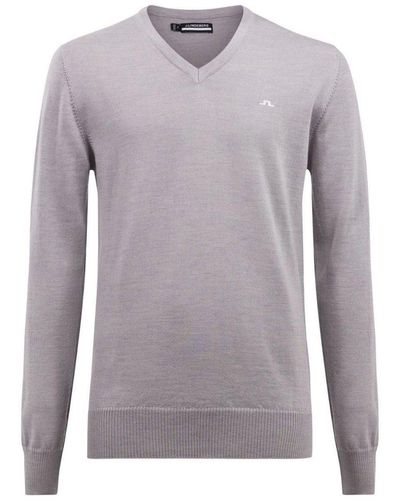 J.Lindeberg . Trainingspullover Lymann V-Neck Golf Sweater Grey Melange - Grau