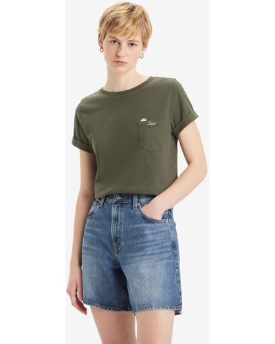 Levi's Levi's® T-Shirt MARGOT POCKET TEE Brusttasche mit Blumen- und Logostickerei - Grün
