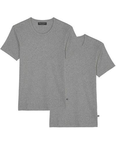Marc O' Polo T-Shirt Iconic Rib (2-tlg) unterziehshirt unterhemd kurzarm - Grau