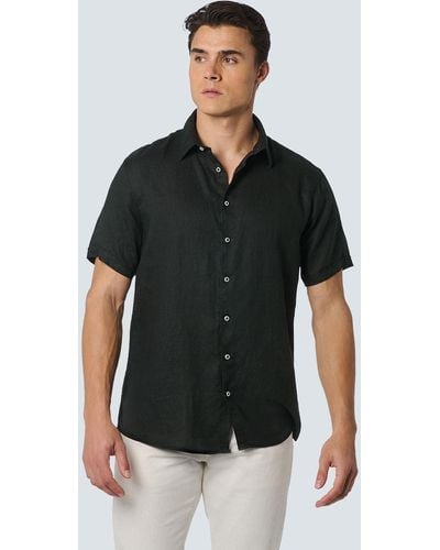 No Excess T- Shirt Short Sleeve Linen Solid - Schwarz