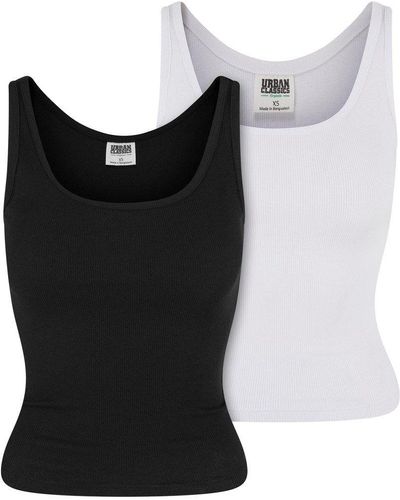 Urban Classics T-Shirt Ladies Organic Basic Rib Top 2-Pack - Schwarz