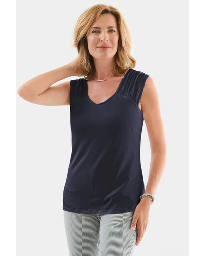 Goldner Shirttop Modisches Jerseytop aus angenehmer Viskose-Stretch-Qualität - Blau