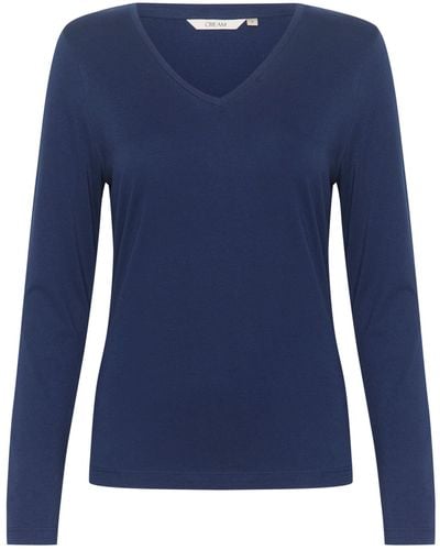 Cream Langarmshirt Naia (1-tlg) Plain/ohne Details - Blau