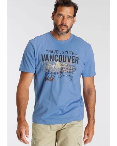 Man's World Man's World T-Shirt mit Brustprint - Blau