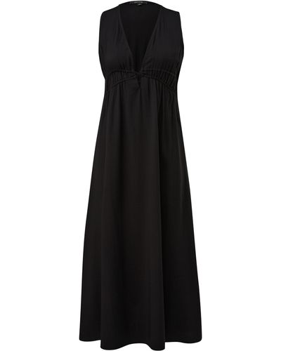 Comma, Maxikleid Kleid mit elastischem Bund Gummizug - Schwarz