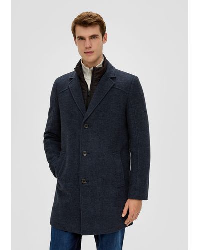 S.oliver Langmantel Tweed-Mantel mit herausnehmbarem Insert herausnehmbares Futter - Blau
