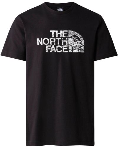 The North Face T-Shirt M /S WOODCUT DOME TEE - Schwarz