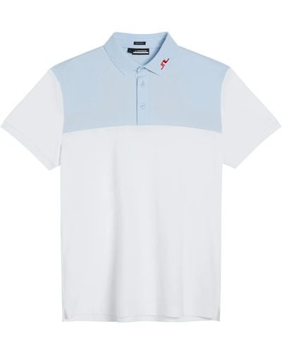 J.Lindeberg . Poloshirt Golf Polo Jeff Regular Fit Weiß-Hellblau EU M