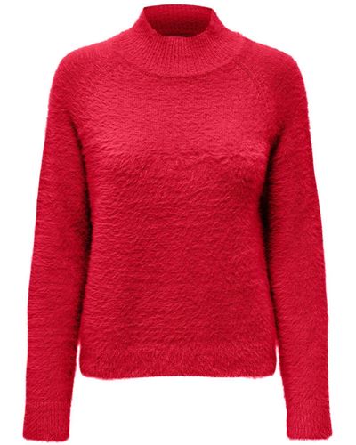 Jacqueline De Yong Strickpullover Pullover Flauschiger Stehkragen Sweater Gestrickt JDYJOLA 6193 in Rot