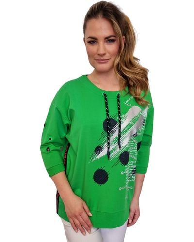 Gio Milano Sweatshirt modisch, mit 3/4-Arm und Frontprint - Grün