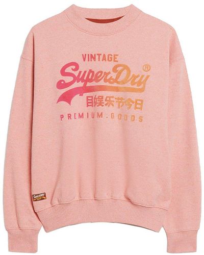 Superdry Sweater TONAL VL LOOSE SWEATSHIRT Peach Pink Marl