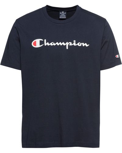 Champion Icons Crewneck T-Shirt Large mit Logo Print - Blau