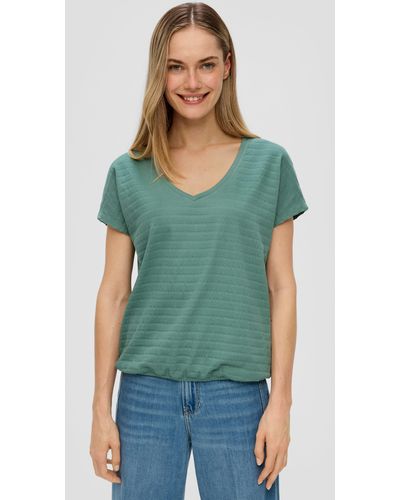 S.oliver Shirttop T-Shirt mit überschnittenen Schultern - Grün