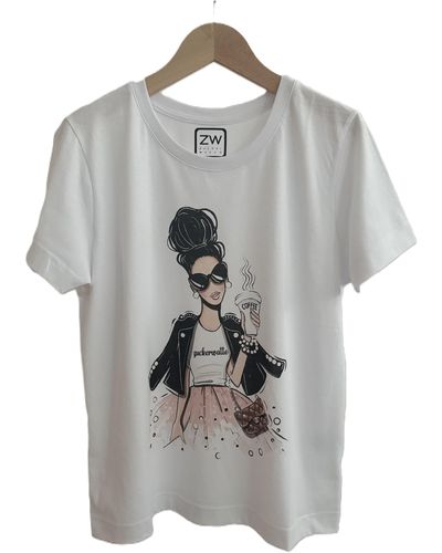 Zuckerwatte Print-Shirt mit Rundhals, Boyfriend Style, aus 100% feiner Baumwolle - Grau