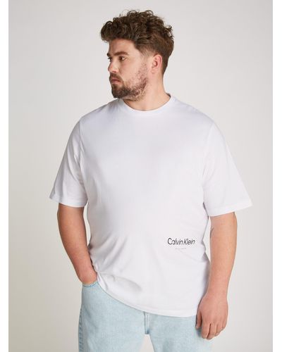 Calvin Klein BT_OFF PLACEMENT LOGO T-SHIRT in groß Größen mit Markenlabel - Weiß