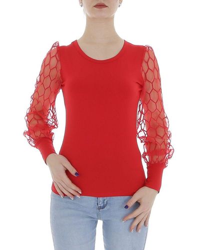 Ital-Design Spitzenbluse Elegant (86164455) Spitze Top & Shirt in Rot
