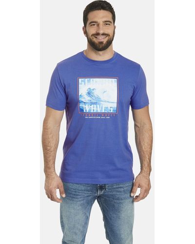 Jan Vanderstorm T-Shirt GERFRIED mit Wellen-Print - Blau