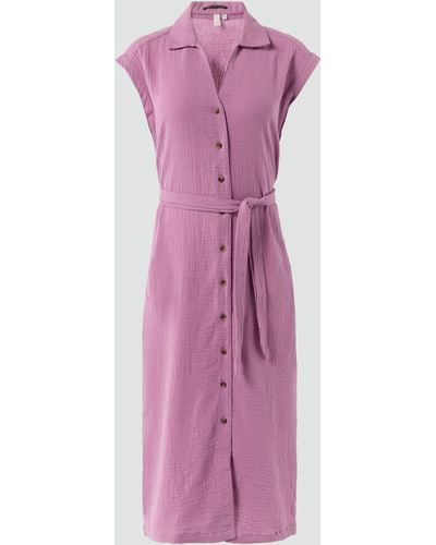 QS Minikleid Ärmelloses Hemdblusenkleid mit Bindegürtel - Pink