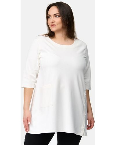 Kekoo Tunikashirt Shirt halbarm aus weicher Viskose mit Stretch 'Velia' - Weiß