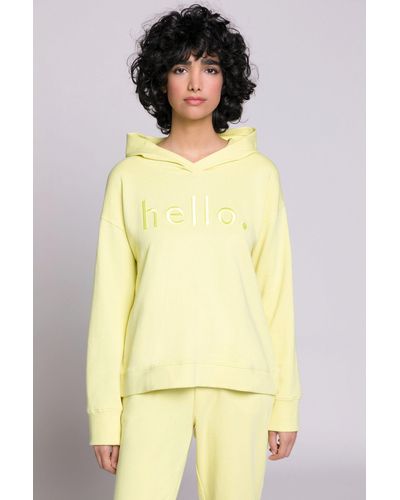 Gina Laura Sweatshirt Hoodie Sweater HELLO-Stickerei Kapuze Langarm - Gelb