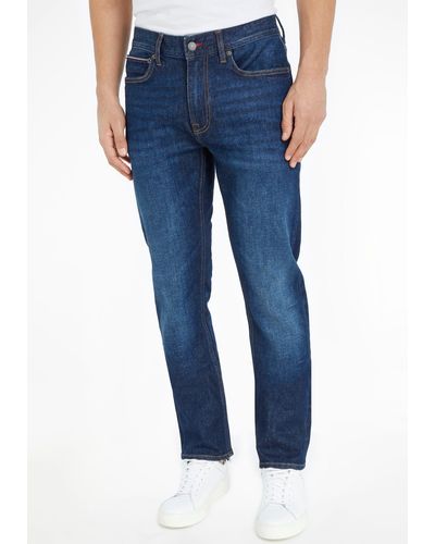 Tommy Hilfiger Jeans STRAIGHT DENTON STR CHARLES BLUE mit Leder-Batch am hinteren Bundabschluss - Blau