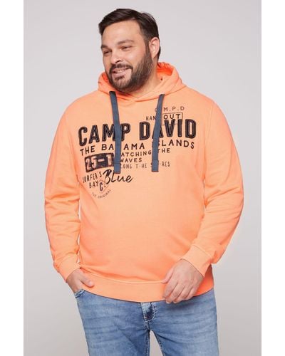 Camp David Kapuzensweatshirt mit gefütterter Kapuze - Orange