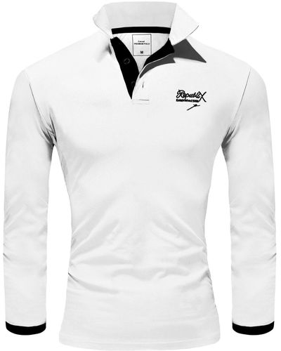 REPUBLIX Poloshirt OWEN Basic Langarm Kontrast Polo Hemd - Weiß
