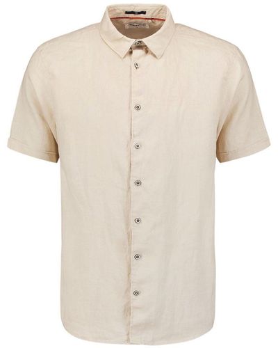 No Excess Kurzarmshirt Shirt Short Sleeve Linen Solid - Weiß