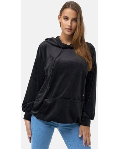 enflame Langer Kapuzen Pullover Oversized Hoodie Kleid Velours Sweatshirt (1-tlg) 3873 in Schwarz