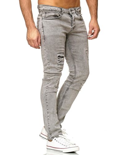Tazzio Slim-fit-Jeans 16525 Stretch mit Elasthan & im Destroyed-Look - Grau